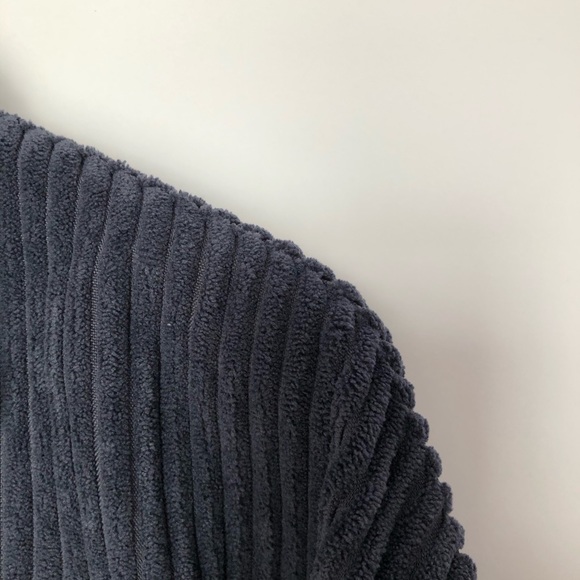 Navy blue corduroy cropped jacket - Picture 3 of 4